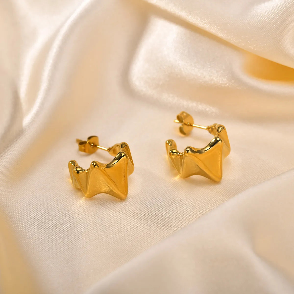 1 Pair Simple Style Solid Color Plating 201 Stainless Steel Gold Plated Ear Studs