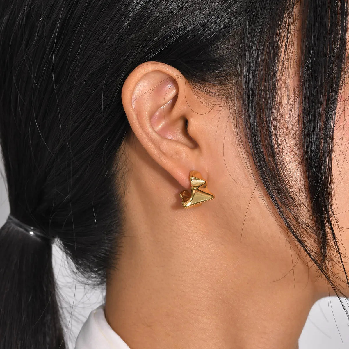 1 Pair Simple Style Solid Color Plating 201 Stainless Steel Gold Plated Ear Studs