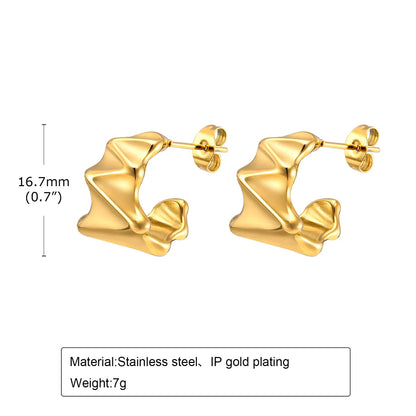 1 Pair Simple Style Solid Color Plating 201 Stainless Steel Gold Plated Ear Studs