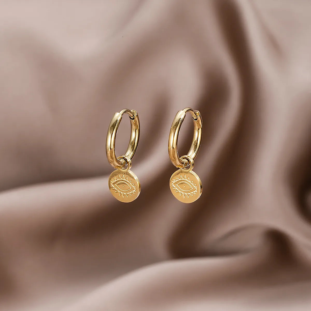 1 Pair Simple Style Solid Color Plating Stainless Steel Gold Plated Earrings