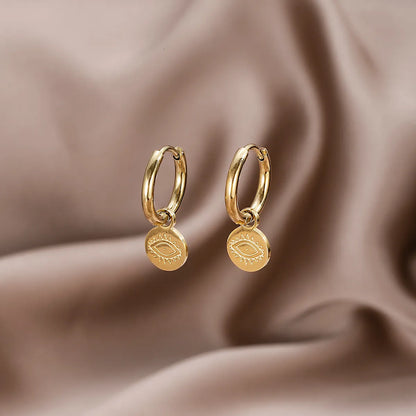 1 Pair Simple Style Solid Color Plating Stainless Steel Gold Plated Earrings