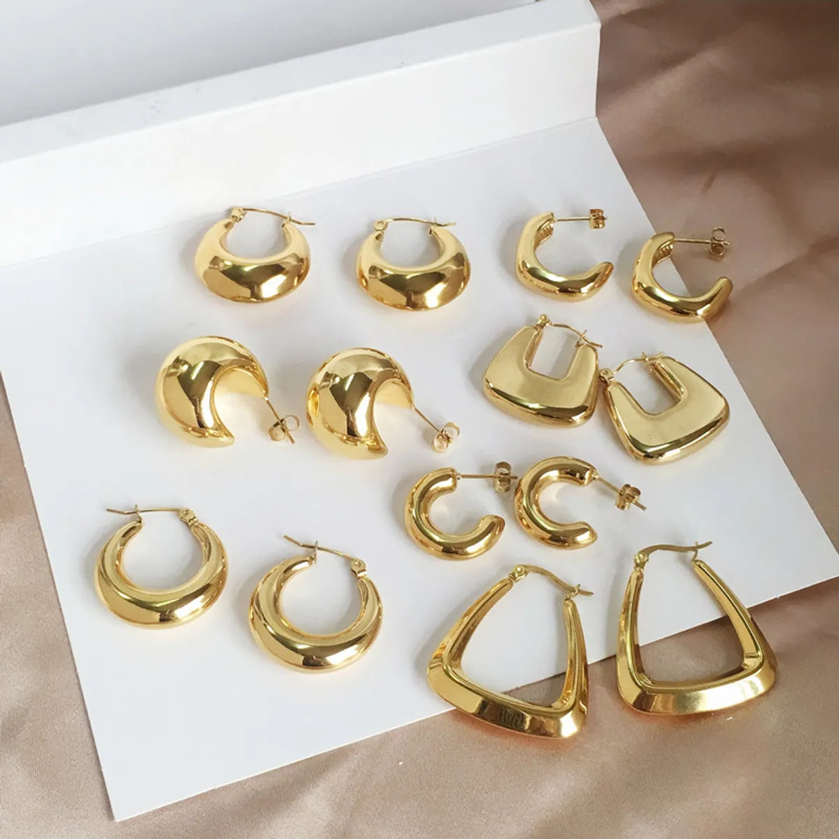 1 Pair Simple Style Solid Color Plating Stainless Steel Gold Plated Earrings