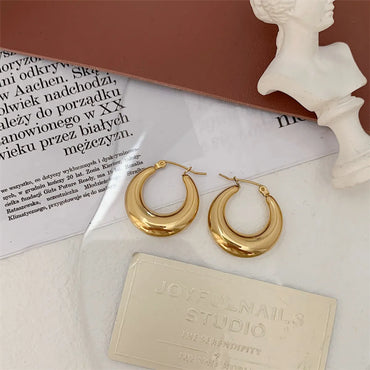 1 Pair Simple Style Solid Color Plating Stainless Steel Gold Plated Earrings