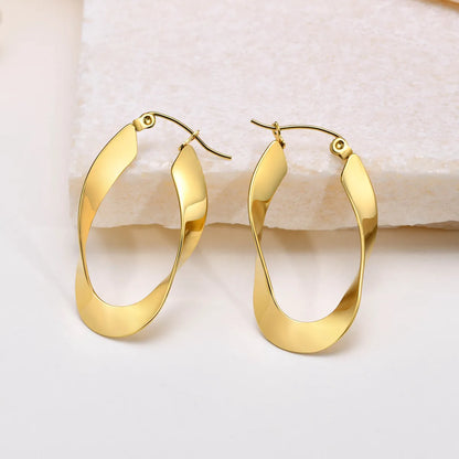 1 Pair Simple Style Solid Color Plating 201 Stainless Steel Gold Plated Earrings