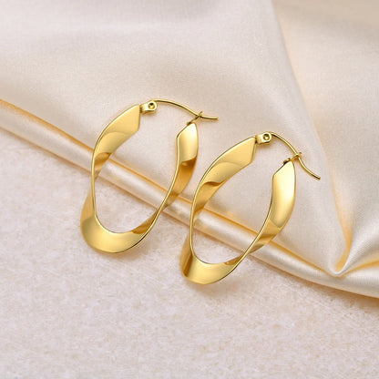 1 Pair Simple Style Solid Color Plating 201 Stainless Steel Gold Plated Earrings