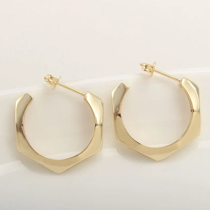 1 Pair Simple Style Solid Color Plating Stainless Steel Gold Plated Earrings