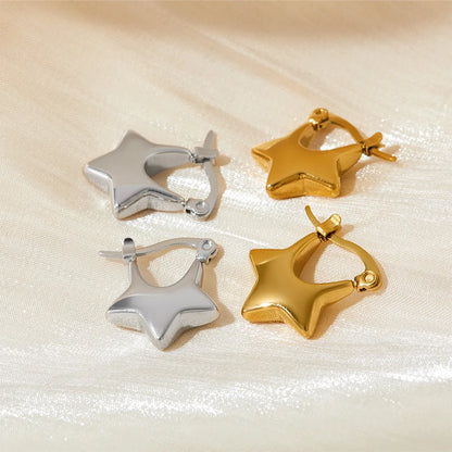 1 Pair Simple Style Solid Color Plating Stainless Steel Gold Plated Earrings