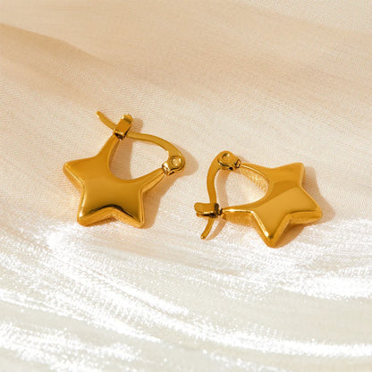 1 Pair Simple Style Solid Color Plating Stainless Steel Gold Plated Earrings