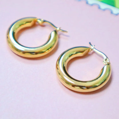 1 Pair Simple Style Solid Color Plating Stainless Steel Hoop Earrings