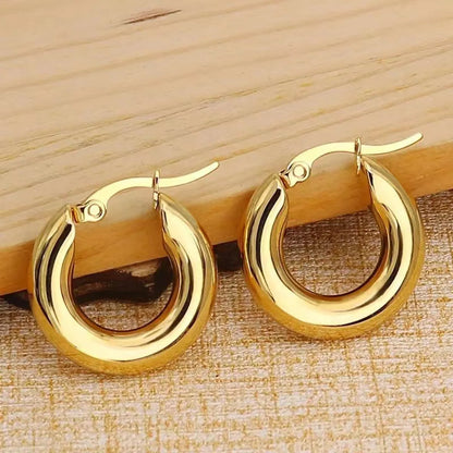 1 Pair Simple Style Solid Color Plating Stainless Steel Hoop Earrings