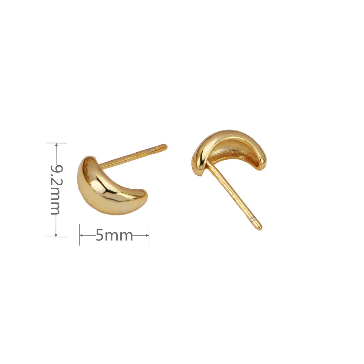 1 Pair Simple Style Solid Color Plating Sterling Silver Gold Plated Ear Studs