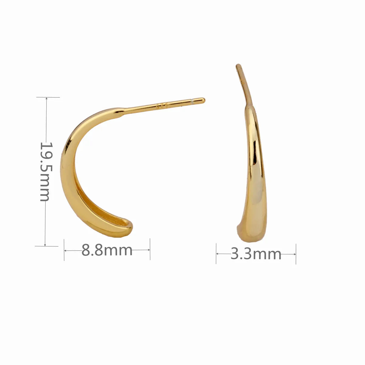 1 Pair Simple Style Solid Color Plating Sterling Silver Gold Plated Earrings