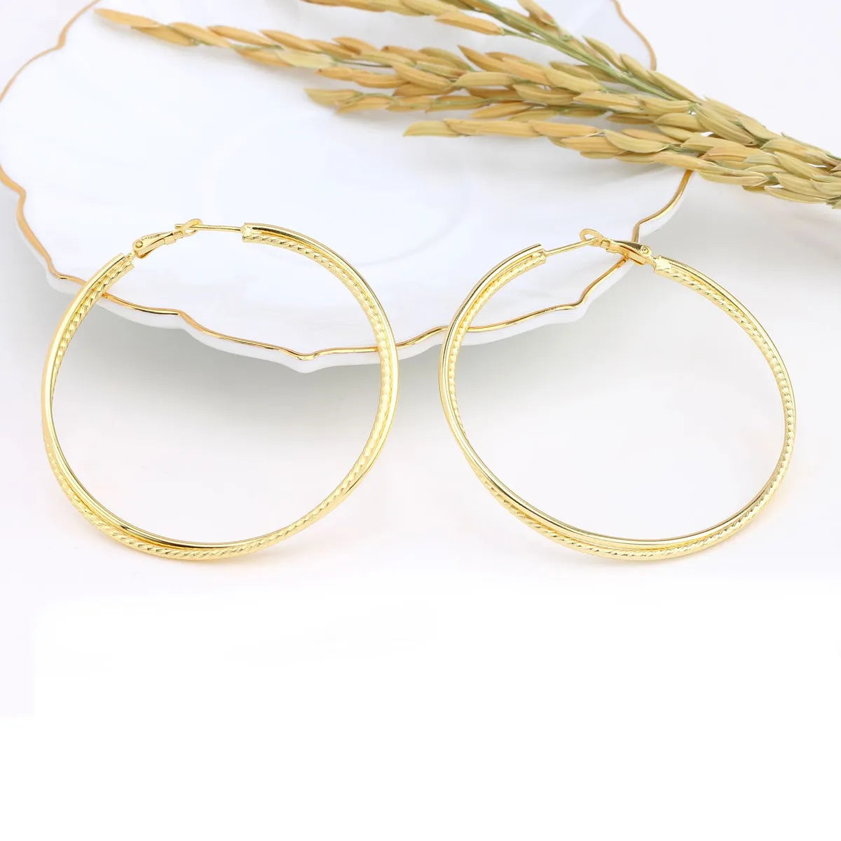 1 Pair Simple Style Solid Color Plating Sterling Silver Hoop Earrings