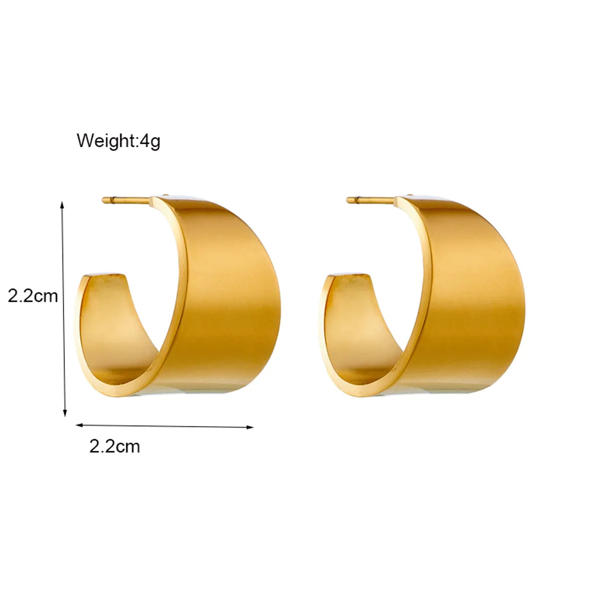 1 Pair Simple Style Solid Color Plating Titanium Steel 18k Gold Plated Ear Studs