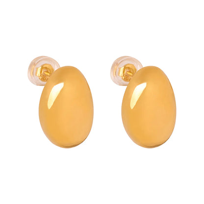 1 Pair Simple Style Solid Color Plating Titanium Steel 18k Gold Plated Ear Studs