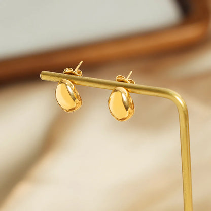 1 Pair Simple Style Solid Color Plating Titanium Steel 18k Gold Plated Ear Studs