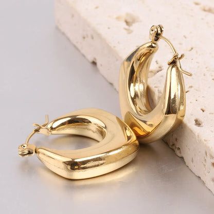 1 Pair Simple Style Solid Color Plating Titanium Steel 18k Gold Plated Earrings