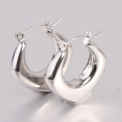 1 Pair Simple Style Solid Color Plating Titanium Steel 18k Gold Plated Earrings