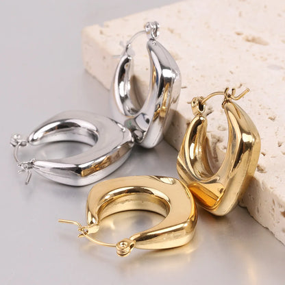 1 Pair Simple Style Solid Color Plating Titanium Steel 18k Gold Plated Earrings