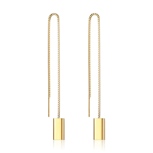 1 Pair Simple Style Solid Color Plating 304 Stainless Steel 18K Gold Plated Drop Earrings