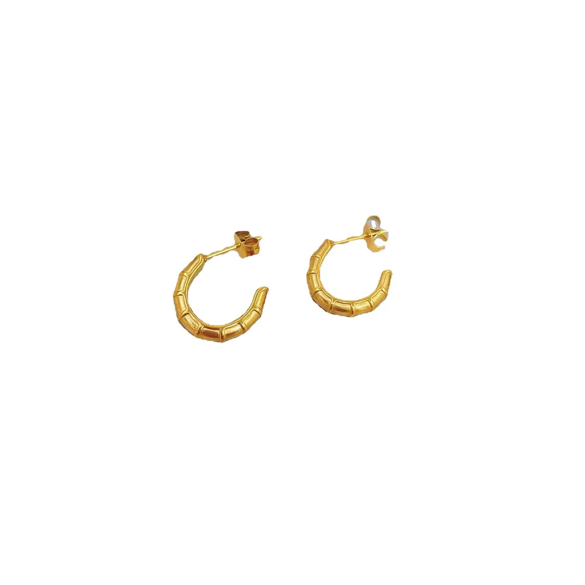 1 Pair Simple Style Solid Color Plating Titanium Steel Gold Plated Ear Studs