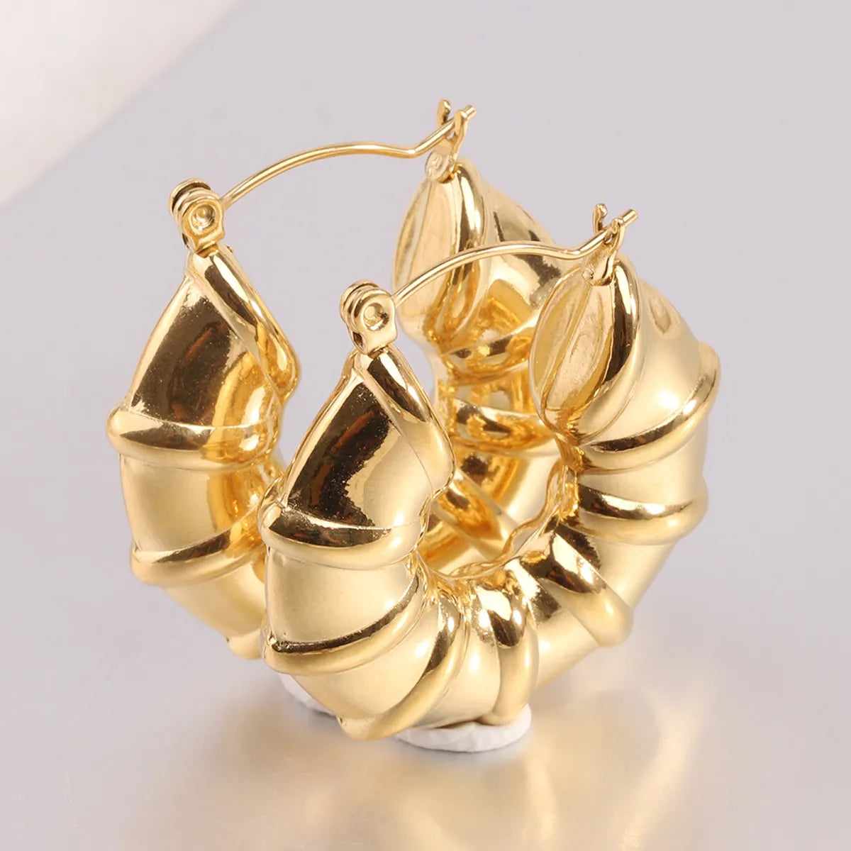 1 Pair Simple Style Solid Color Plating Titanium Steel Gold Plated Earrings