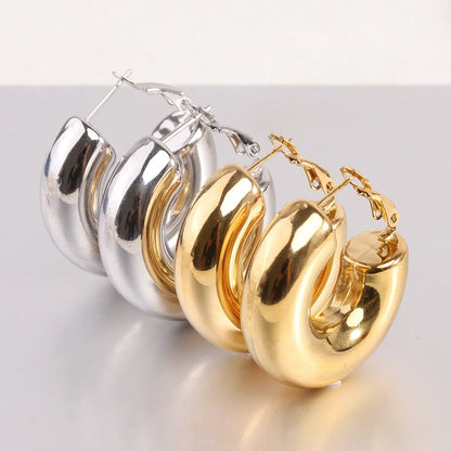 1 Pair Simple Style Solid Color Plating Titanium Steel Gold Plated Earrings