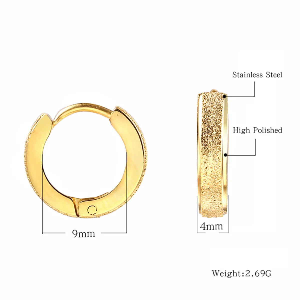 1 Pair Simple Style Solid Color Plating Titanium Steel Gold Plated Earrings