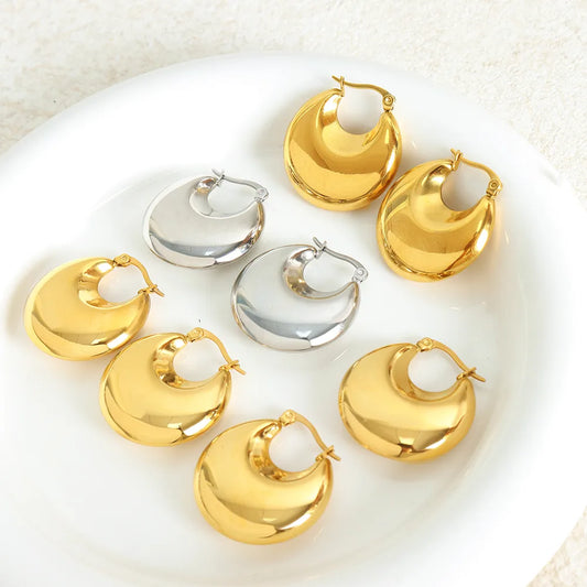 1 Pair Simple Style Solid Color Plating Titanium Steel Titanium Steel 18K Gold Plated Ear Studs