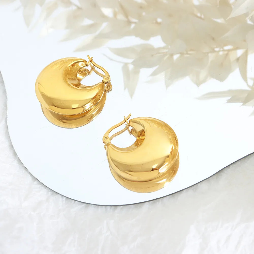 1 Pair Simple Style Solid Color Plating Titanium Steel Titanium Steel 18K Gold Plated Ear Studs