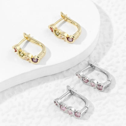 1 Pair Simple Style Solid Color Polishing Inlay Copper Zircon 18K Gold Plated Earrings