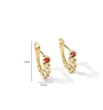 1 Pair Simple Style Solid Color Polishing Inlay Copper Zircon 18K Gold Plated Earrings