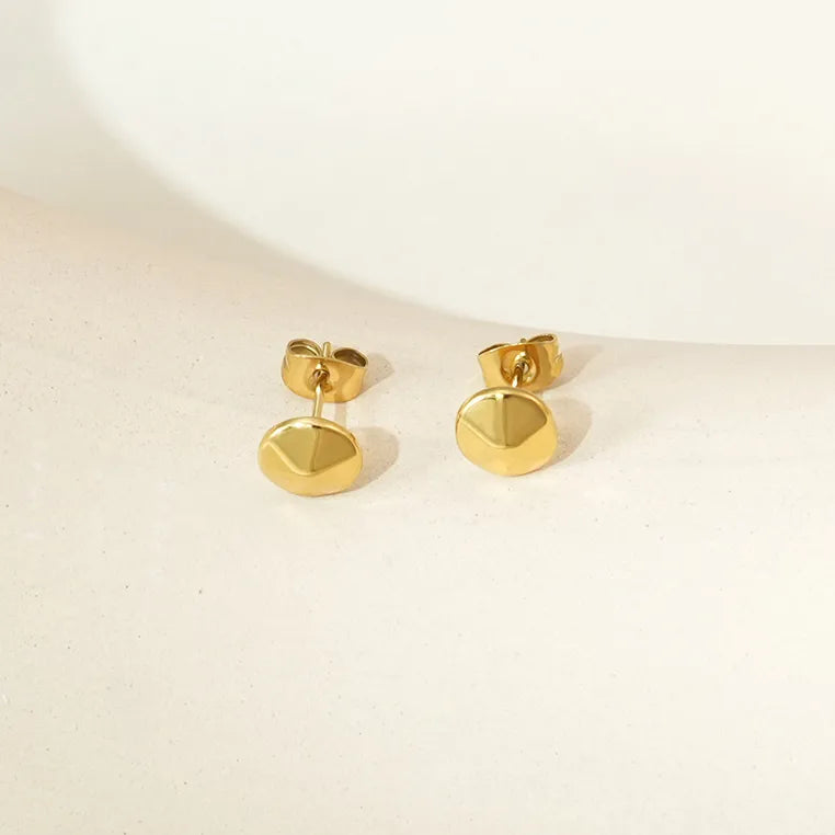 1 Pair Simple Style Solid Color Polishing Plating 304 Stainless Steel 14K Gold Plated Ear Studs