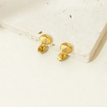 1 Pair Simple Style Solid Color Polishing Plating 304 Stainless Steel 14K Gold Plated Ear Studs