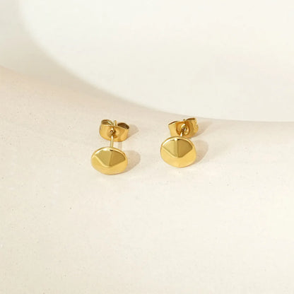 1 Pair Simple Style Solid Color Polishing Plating 304 Stainless Steel 14K Gold Plated Ear Studs