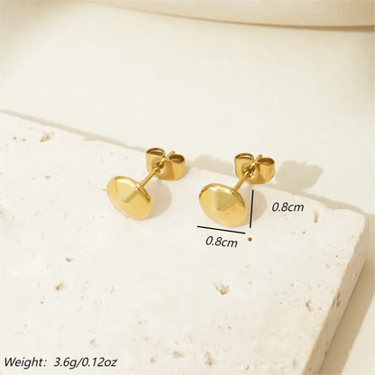 1 Pair Simple Style Solid Color Polishing Plating 304 Stainless Steel 14K Gold Plated Ear Studs