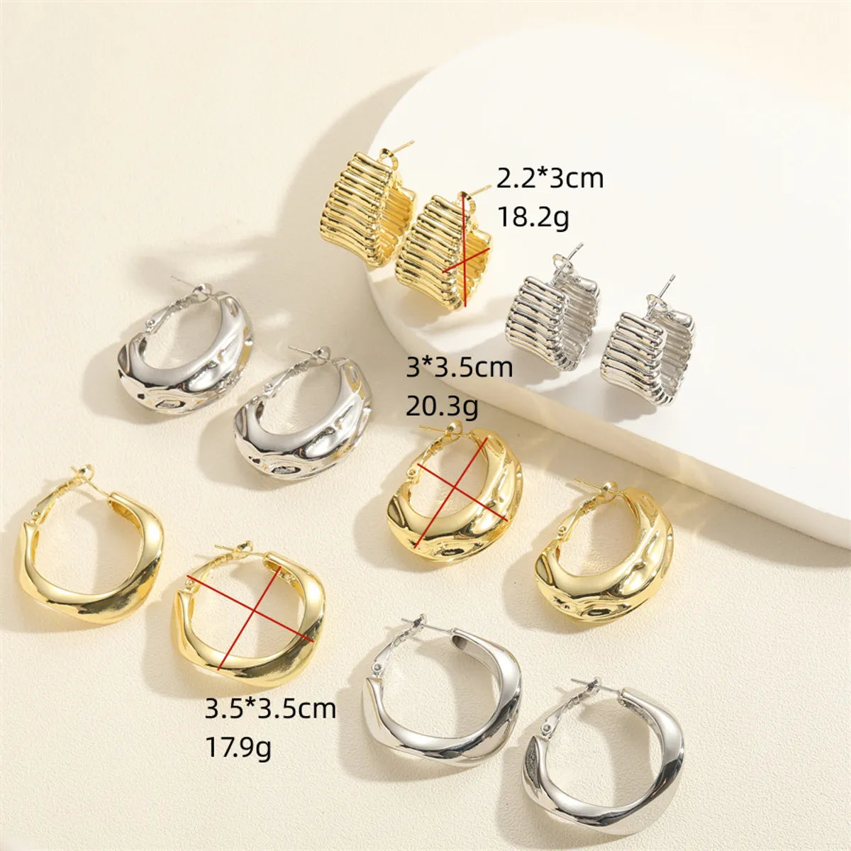 1 Pair Simple Style Solid Color Polishing Plating Copper 14k Gold Plated White Gold Plated Ear Studs