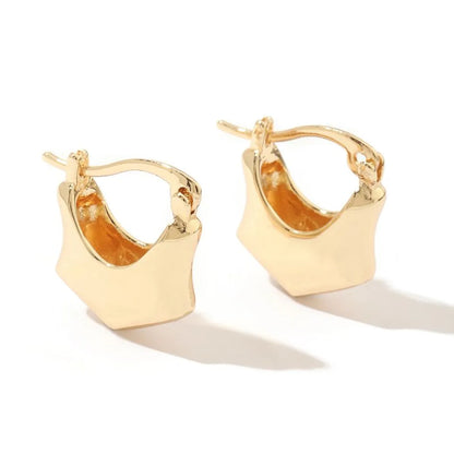 1 Pair Simple Style Solid Color Polishing Plating Copper 18k Gold Plated Silver Plated Earrings