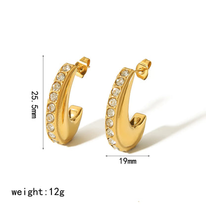 1 Pair Simple Style Solid Color Polishing Plating Inlay Stainless Steel Pearl 18k Gold Plated Ear Studs