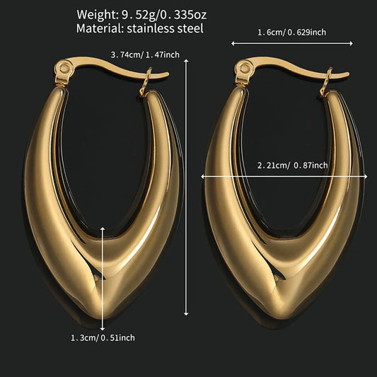 1 Pair Simple Style Solid Color Polishing Plating Stainless Steel Hoop Earrings