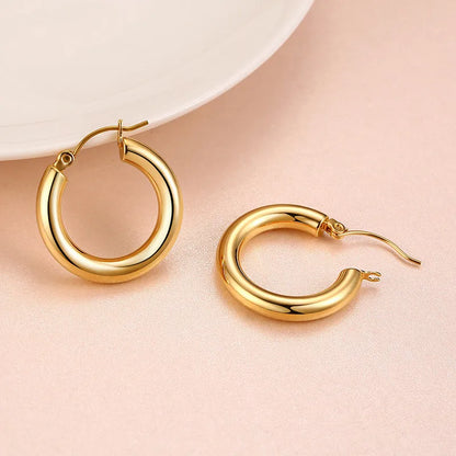 1 Pair Simple Style Solid Color Polishing 304 Stainless Steel Gold Plated Earrings