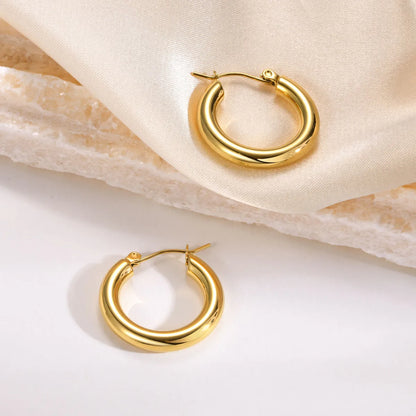 1 Pair Simple Style Solid Color Polishing 304 Stainless Steel Gold Plated Earrings