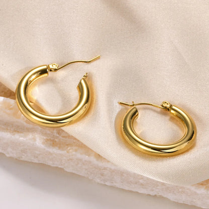 1 Pair Simple Style Solid Color Polishing 304 Stainless Steel Gold Plated Earrings