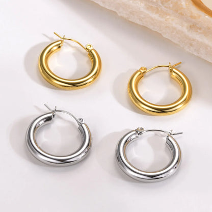 1 Pair Simple Style Solid Color Polishing 304 Stainless Steel Gold Plated Earrings