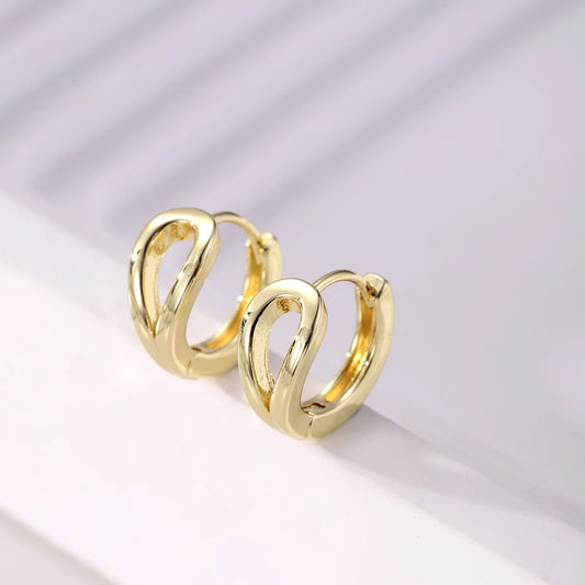 1 Pair Simple Style Solid Color Round Copper K Gold Plated Hoop Earrings