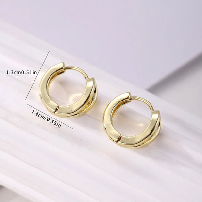 1 Pair Simple Style Solid Color Round Copper K Gold Plated Hoop Earrings