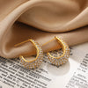 1 Pair Simple Style Solid Color Shiny C Shape Inlay 304 Stainless Steel Copper Zircon Ear Studs