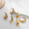 1 Pair Simple Style Solid Color Shiny C Shape Inlay 304 Stainless Steel Copper Zircon Ear Studs