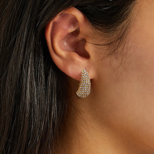 1 Pair Simple Style Solid Color Shiny C Shape Inlay 304 Stainless Steel Copper Zircon Ear Studs