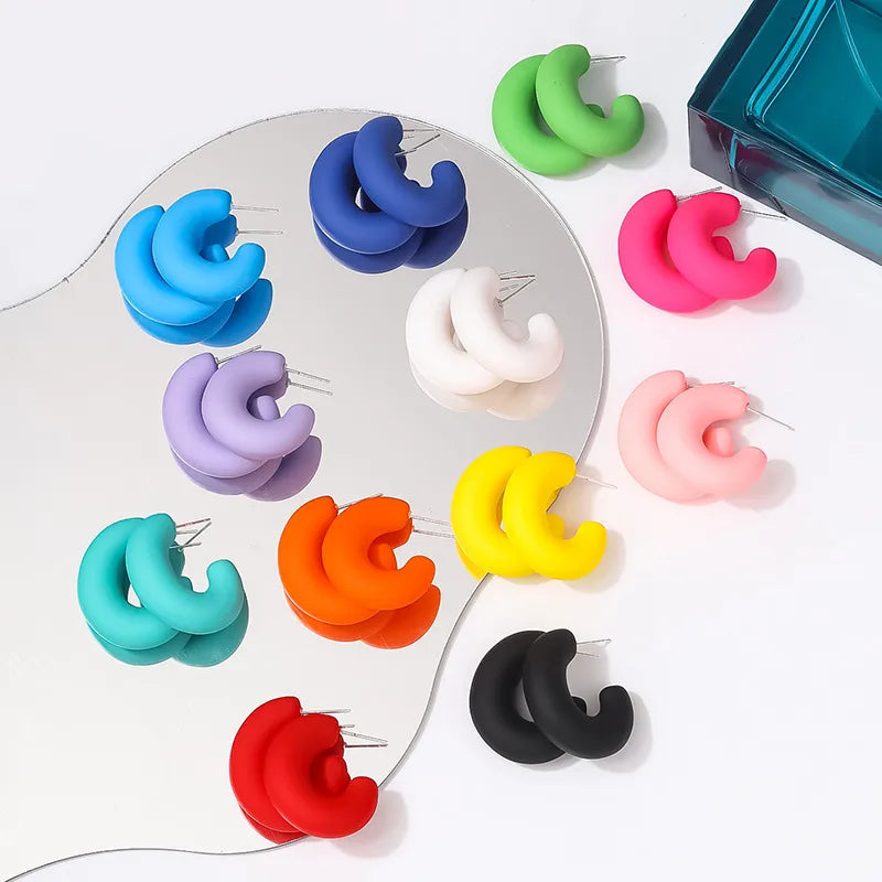 1 Pair Simple Style Solid Color Spray Paint Arylic Ear Studs